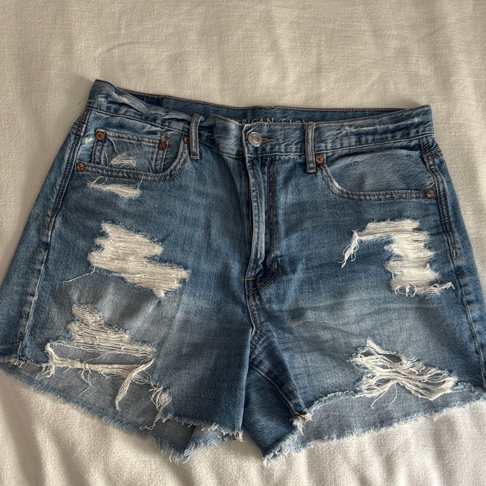 American Eagle Outfitters Blue Distressed Jean Shorts